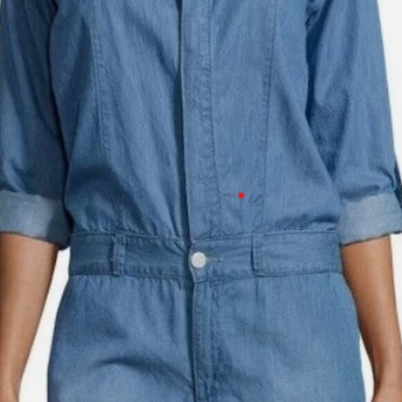 Fade to Blue Roll Tab Long Sleeve Denim Romper - Picture 3 of 3